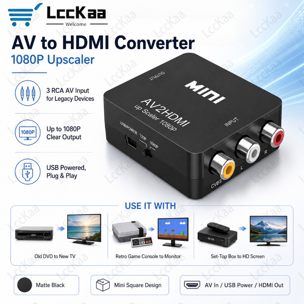 Composite Rca Cable - Convertisseur AV vers HDMI 1080P, adaptateur