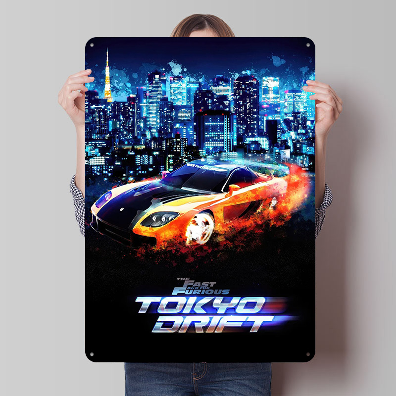 Retro Gaming Tokyo - Affiche en tôle The Fast and