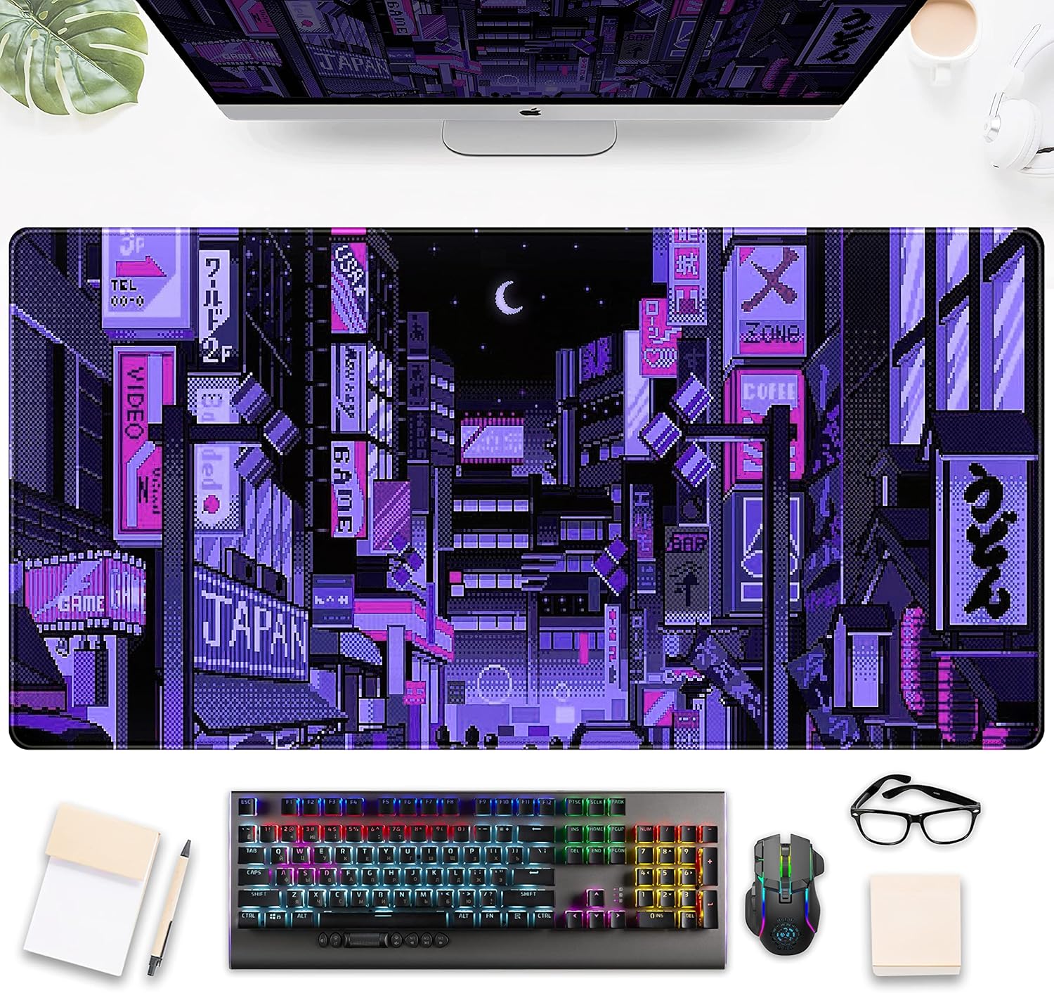 Retro Gaming Tokyo - Tapis de souris Tokyo Street Purple