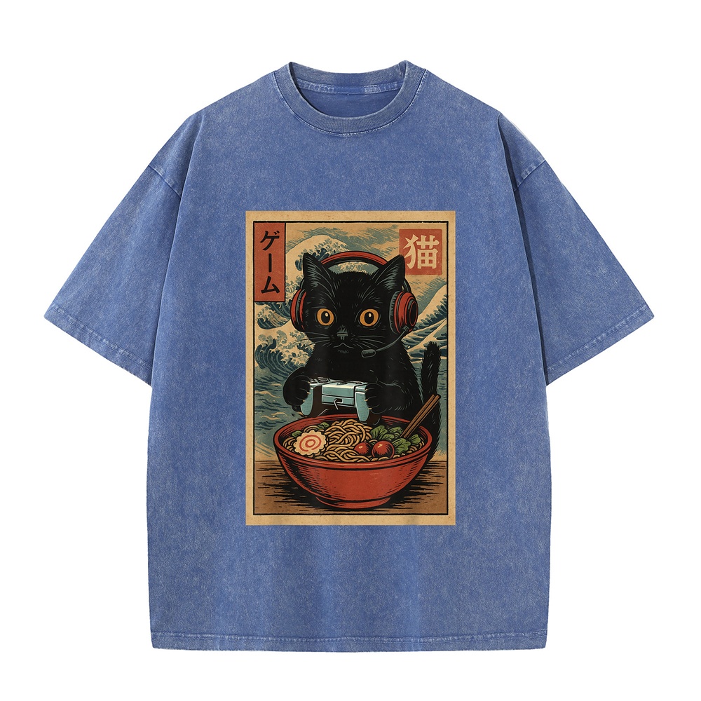 Retro Gaming Jersey - T-shirt mignon Kawaii Gamer Chat, motif