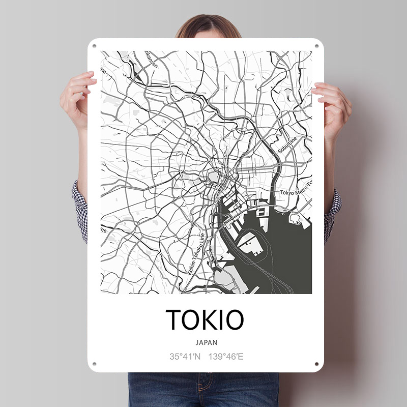 Retro Gaming Tokyo - Affiche imprimée Carte de la ville